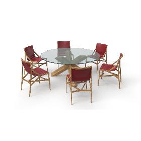 3D Cassina Dining Table Chair Set Oak Glass Red model